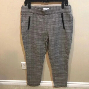 NWOT Calvin Klein Gray, White, Blue & Gold Plaid Modern Ankle Pants-Sz 14
